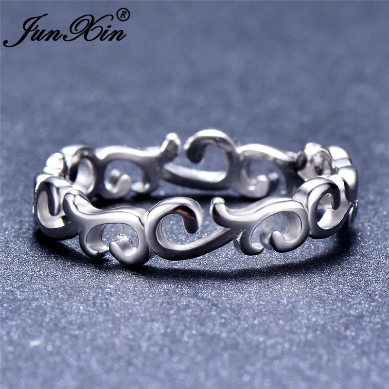 JUNXIN Tree Leaf Charm Wave Rings For Women Real 925 Sterling Silver Ring Female Stackable Engagement Ring Girls Korean Jewelry
