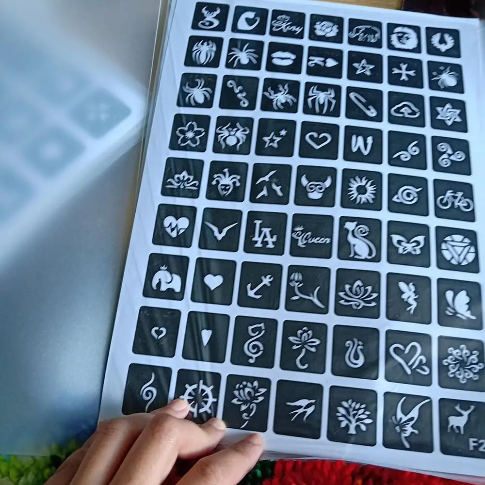 big Airbrush Tattoo Stencils For Women Kids Drawing Template Henna Tattoo Stencil For Paiting Glitter Tattoos 20sheets