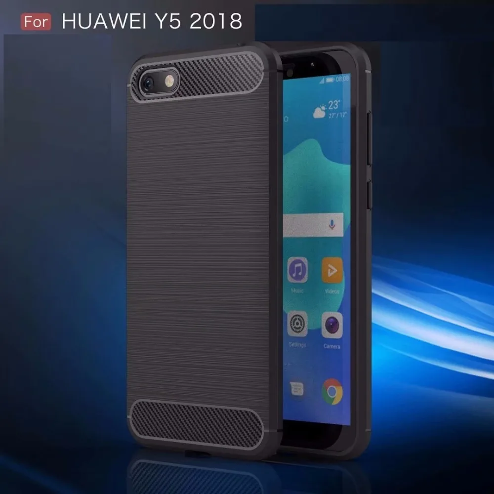 

Anti Fingerprint Carbon Fiber TPU Protective Shell Cover Case For Huawei Y5 2018/Y5 PRIME 2018