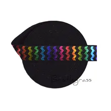 BRISTLEGRASS 5 ярдов 5/" 1,5 см Радужный рисунок «шеврон» фольга печать FOE черный складной над эластичными атласными лентами повязка для волос швейная отделка