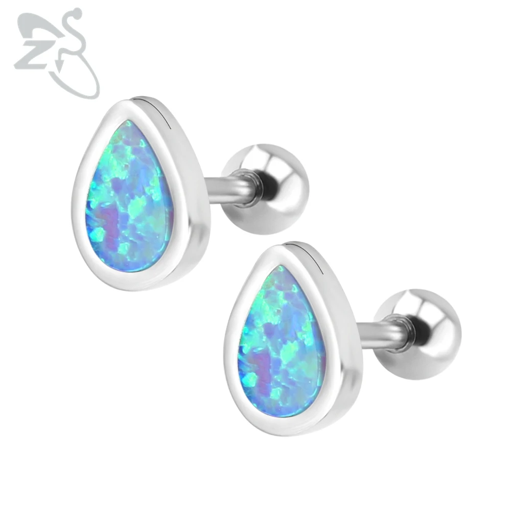 

Drop Water Earrings Fire Opal Stone Ear Studs Stainless Steel Trugus Piercing Ears Cute Earring For Ladies Women Cute Jewelry