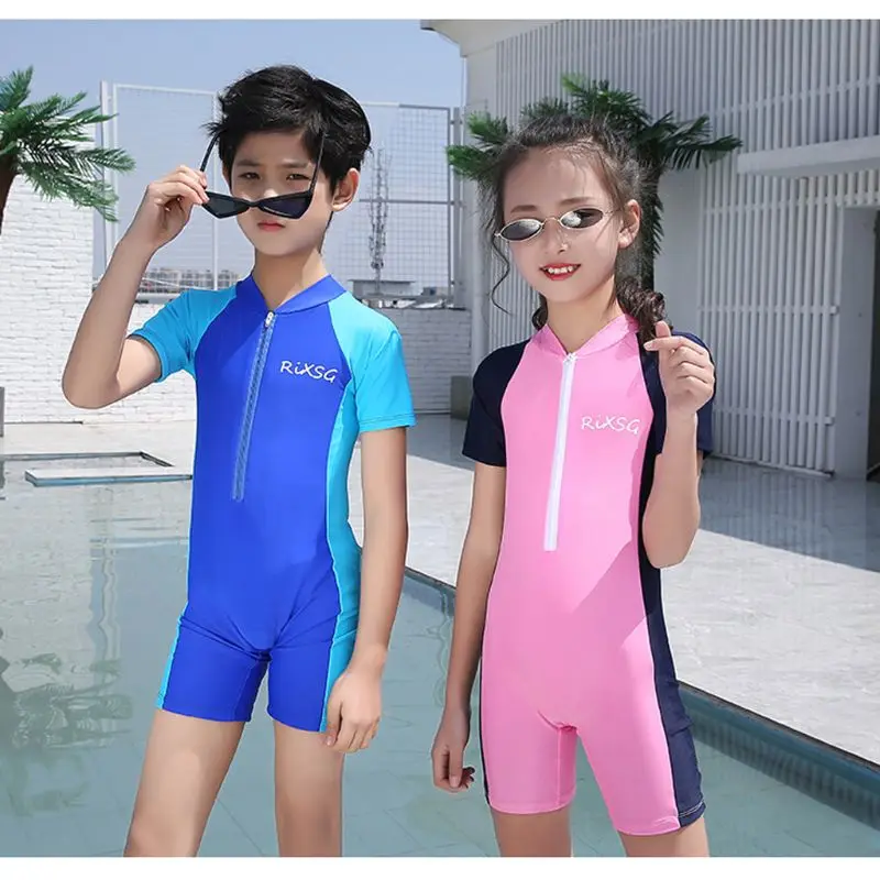 

Kids Swimwear Diving children's swimsuit for Boys Girls Keep Warm One-piece Long Sleeves UV protection