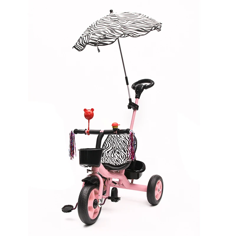 Baby Kids Toddler Trike Parent Handle Push Along TricycleDIY Bicycle Bike Walker New Infant Gift Indoor Outdoor With Umbrella