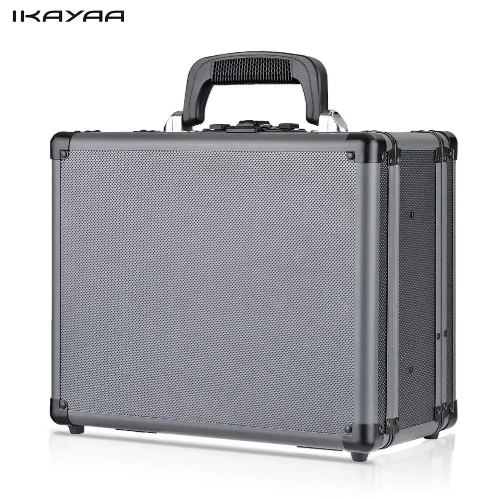iKayaa Double Sided Aluminum Hard Pistol Handgun Case With 2
