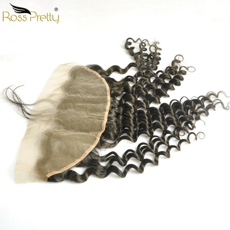 Ross Pretty Remy Brazilian Hair Pre Plucked Lace Frontal Deep Wave Ear to Ear 13x4 lace front natural human hair product