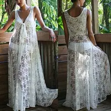 Женское сексуальное летнее пляжное платье без рукавов с v-образным вырезом