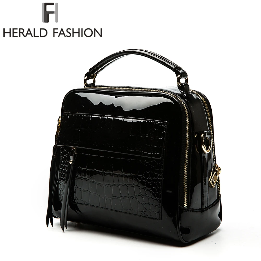 Herald Модные женские лакированные кожаные сумки крокодиловый дизайн шоппер сумка женская роскошная сумка на плечо