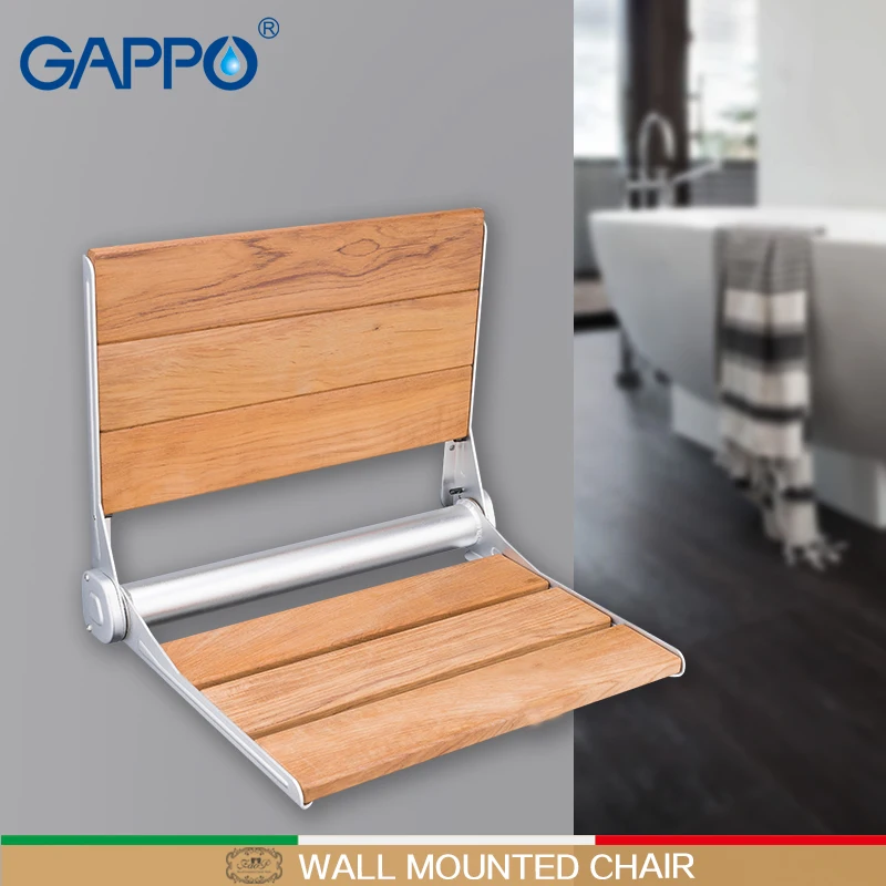 GAPPO настенные душевые сиденья для душа Складное Сиденье для ванной душ настенный релаксационный алюминиевый деревянный стул