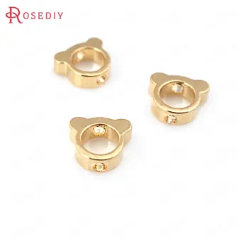 

20PCS 6x5MM 24K Champagne Gold Color Plated Brass Bear Beads Bracelet Beads High Quality Diy Jewelry Accessories
