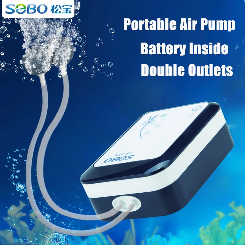 SOBO Аккумулятор для хранения аквариума воздушный насос AC/DC двойного назначения переносной воздушный насос для наружной рыбалки USB/вилка зарядка два выхода