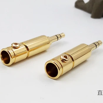 

2 pcs Straight plug jack plug 3.5mm Pure copper gold plated for diy earphone headphone