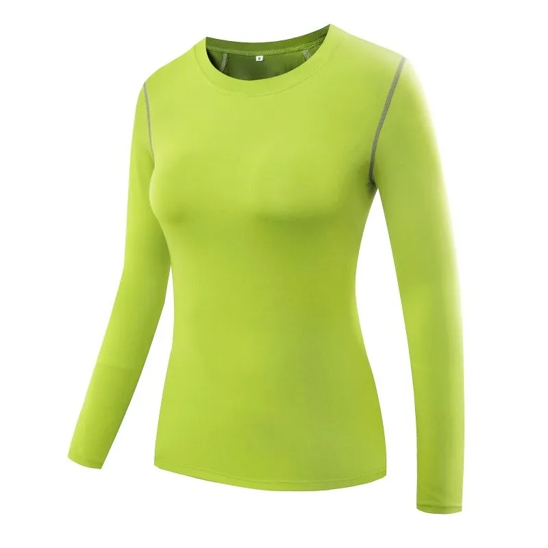 Для женщин Спортивная футболка с длинными рукавами футболки для бега топы на открытом воздухе Йога Спортивные Для женщин тренажерный зал фитнес-одежда сжатия