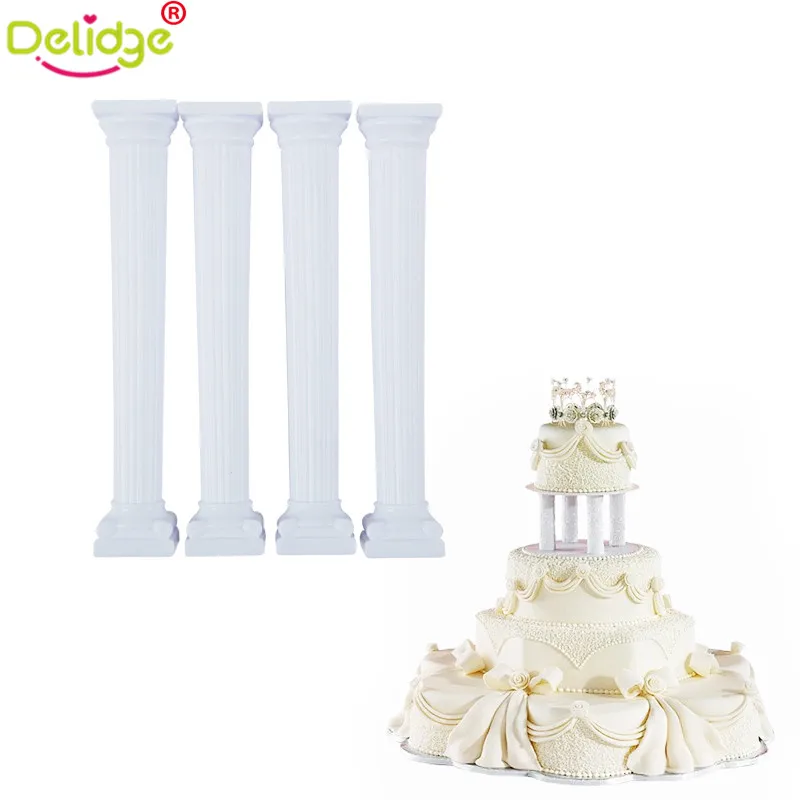 

Delidge 4 pcs/set Cake Roman Column Plastic Wedding Cake Stand Cake Tower Support Frame Party Cake Decoration Tool