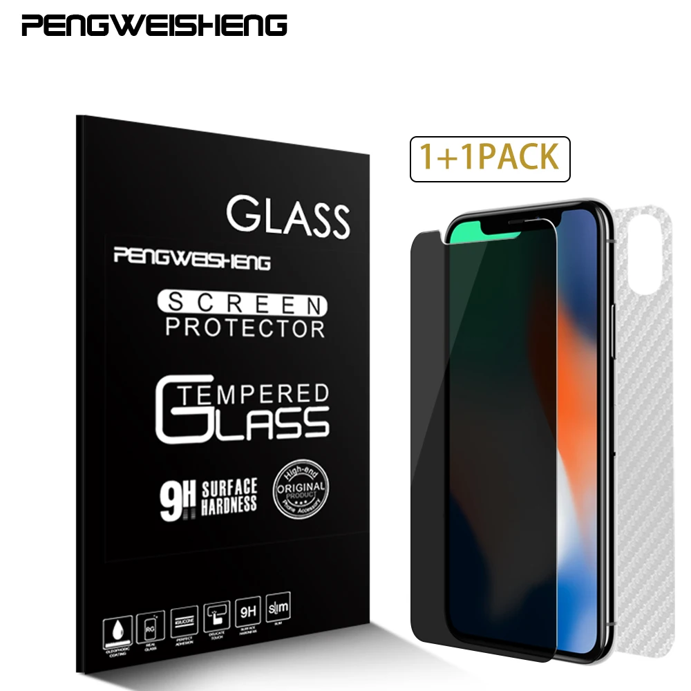 PENGWEISHENG For iPhone X  1+1pack Premium Privacy Tempered Glass Anti-Peeping Film Screen Protector Glass Film