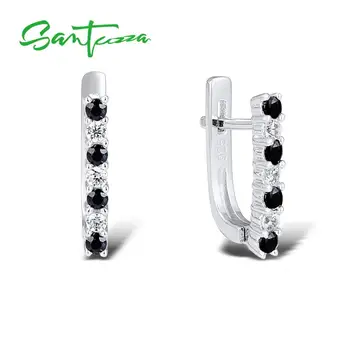 

SANTUZZA Silver Earrings For Women 925 Sterling Silver Stud Earrings Silver 925 with Stones Cubic Zirconia brincos Jewelry