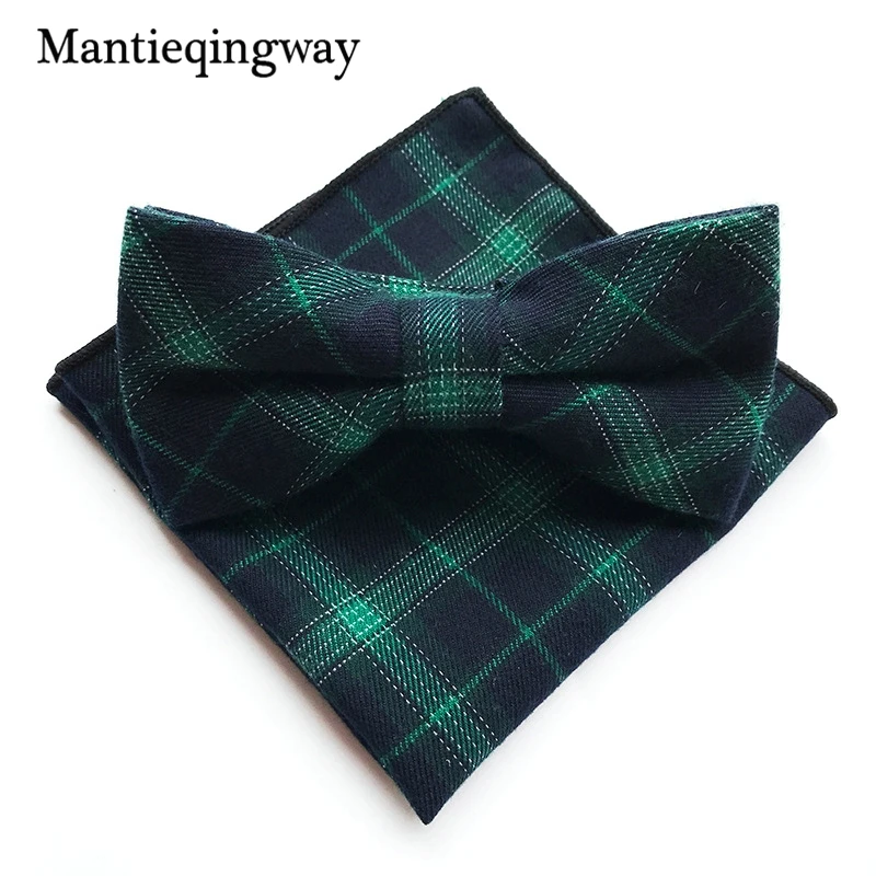 Mantieqingway Бизнес Хлопок Боути Платки носовые для девочек комплект галстуков Костюмы Для Мужчин's платки Bowties плед платок для свадьбы