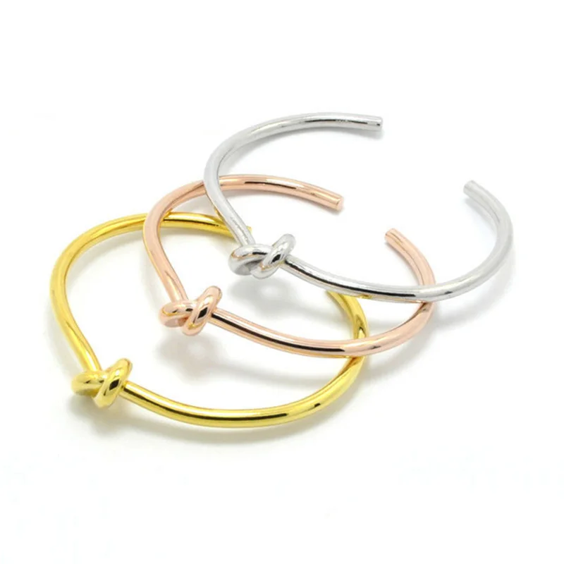 

Simple Nail Knot Cuff Bracelet Luxury Brand Couple Lover Bracelets & Bangles For Women Men Gold Pulseiras Wedding Jewelry B0250