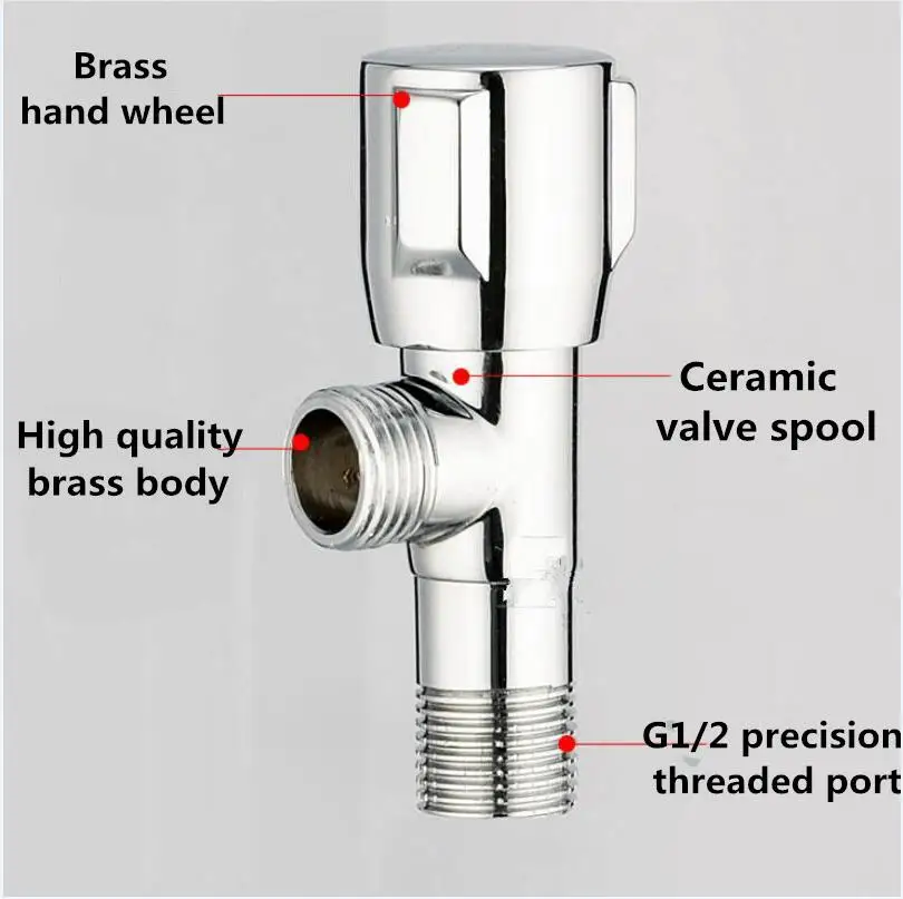 Латунь G1/2*1/2 больше клапан водозапорный кран впускной клапан для унитаза клапан Ванная комната аксессуар