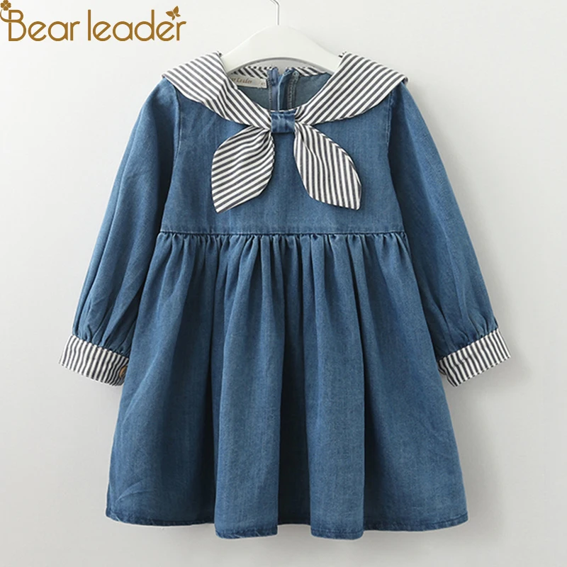 Bear leader/платья для девочек; новое платье принцессы; детское джинсовое праздничное платье с вышитым единорогом для девочек; одежда для детей 2-7 лет
