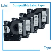 4PK Preto no Branco Fita Cassete Etiqueta Compatível para DYMOD1 45803 Rótulo 19mm 7 m (3/4x23