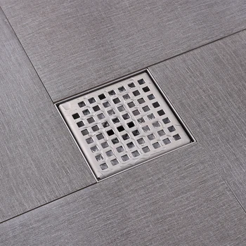 

KES Square Shower Floor Drain with Removable Grate Strainer SUS 304 Stainless Steel Bathroom Drainer RUSTPROOF Brushed, V255S14