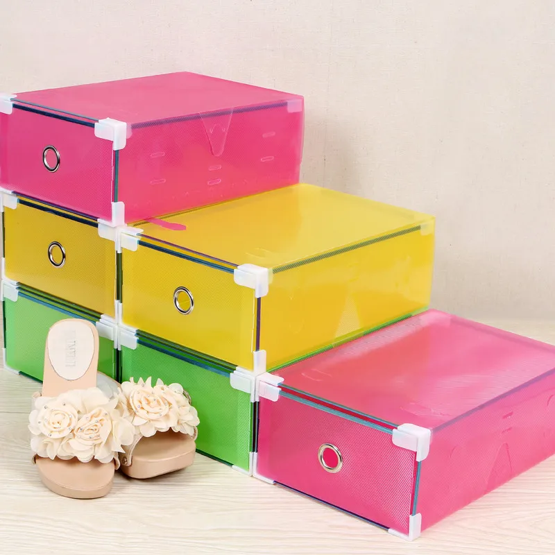 

6PCS Transparent Plastic Storage Box Rectangle Shoe Organizer Thickened Drawer Shoe Box Eco-Friendly Shoe Storage Box