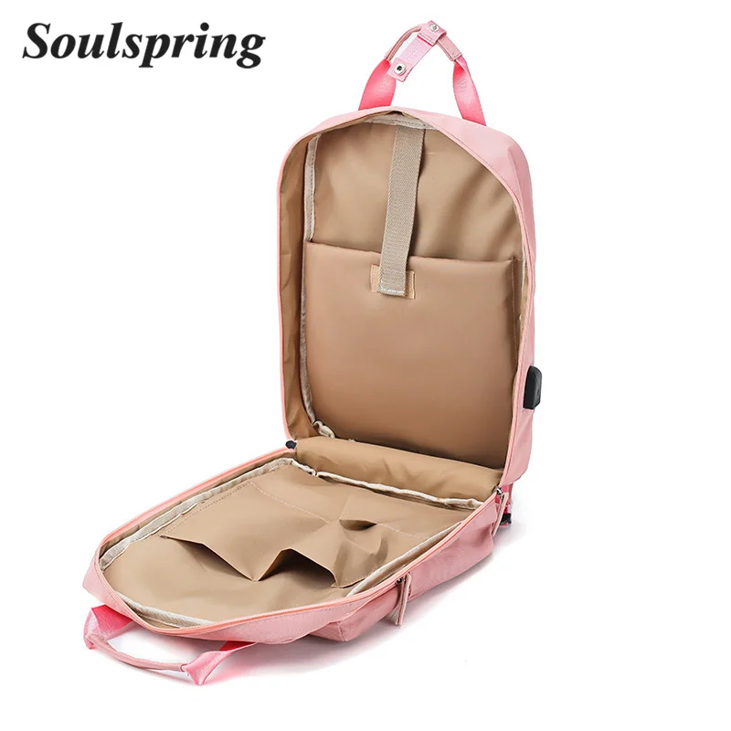

Multifunction USB Charging Backpacks Simple Computer Bag Men And Women Backpack 14 Inch 15.6 Portable Notebook Bag Tide New 2018