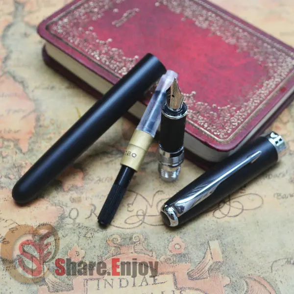 Авторучка 18KGP Medium NIB JINHAO 601 матовая черная и серебристая стрела зажим