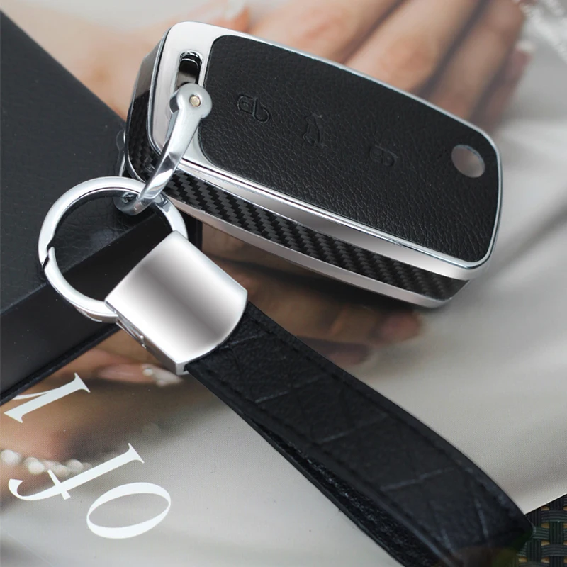 

Car Key Case Cover Wood/Carbon Fiber Key Shell Holder Remote For Volkswagen VW C-TREK Polo Passat Tiguan Bora Gift Accessories