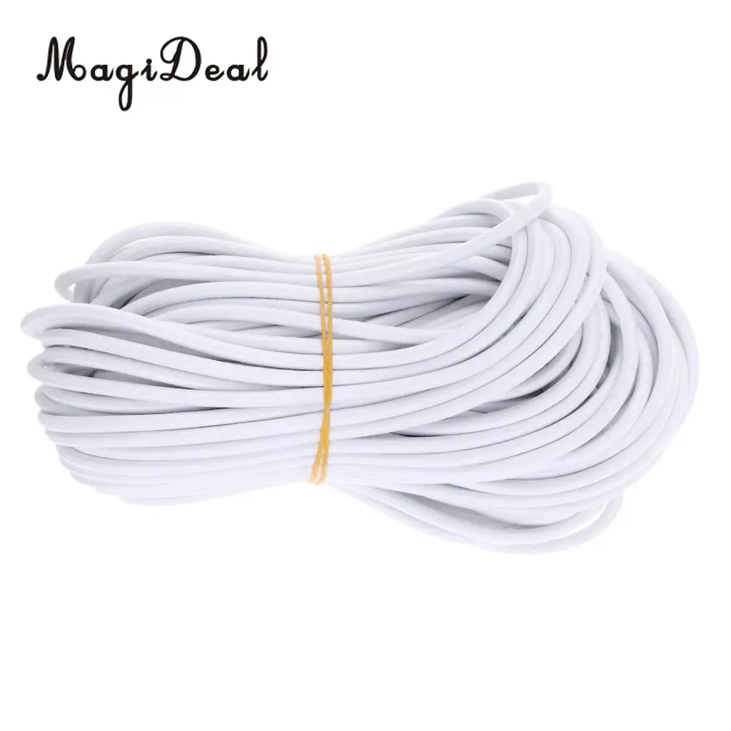 MagiDeal 5mm White Shock Cord - Marine Grade Polyester Coated Rubber Bungee Rope - UV Resistant - DIY, Tie Down, Indoor, Outdoor
