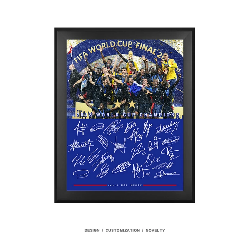 

2018 World Football Cup Champion French Winer Celebrate Two Stars France Team Autograph Poster Cadre Photo Frame Soccer Souvenir