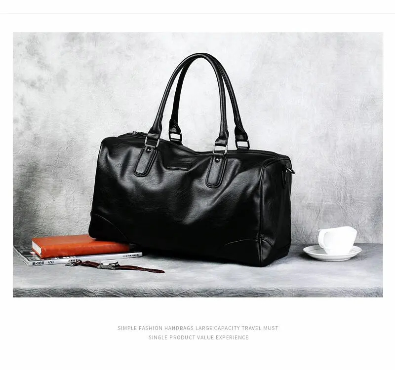 Черная спортивная сумка из искусственной кожи для фитнеса для мужчин, Высококачественная мягкая кожаная сумка для путешествий, водонепроницаемая сумка для футбола, баскетбола, тренировочная сумка через плечо