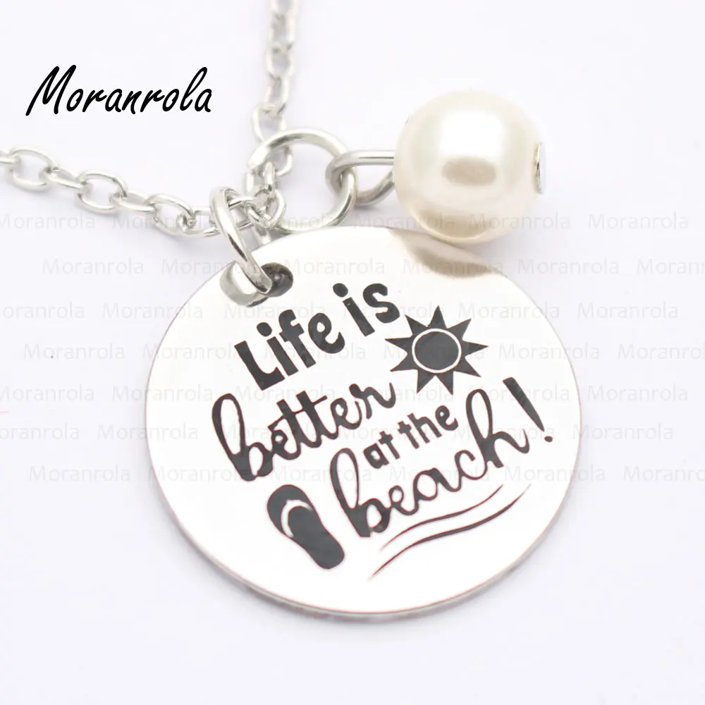 

New arried" Life is better at the beach"Copper necklace Keychain,charm beach lover gift Vacation Summer Keychain Beach necklace