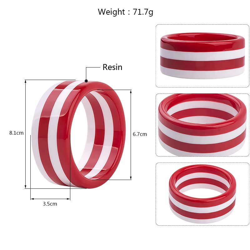 Classic Resin Cuff Fashion Bracelets Bangles for Women Colourful Stripe Acrylic Wide Bracelets Female Charm Party Gifts Jewelry (6)