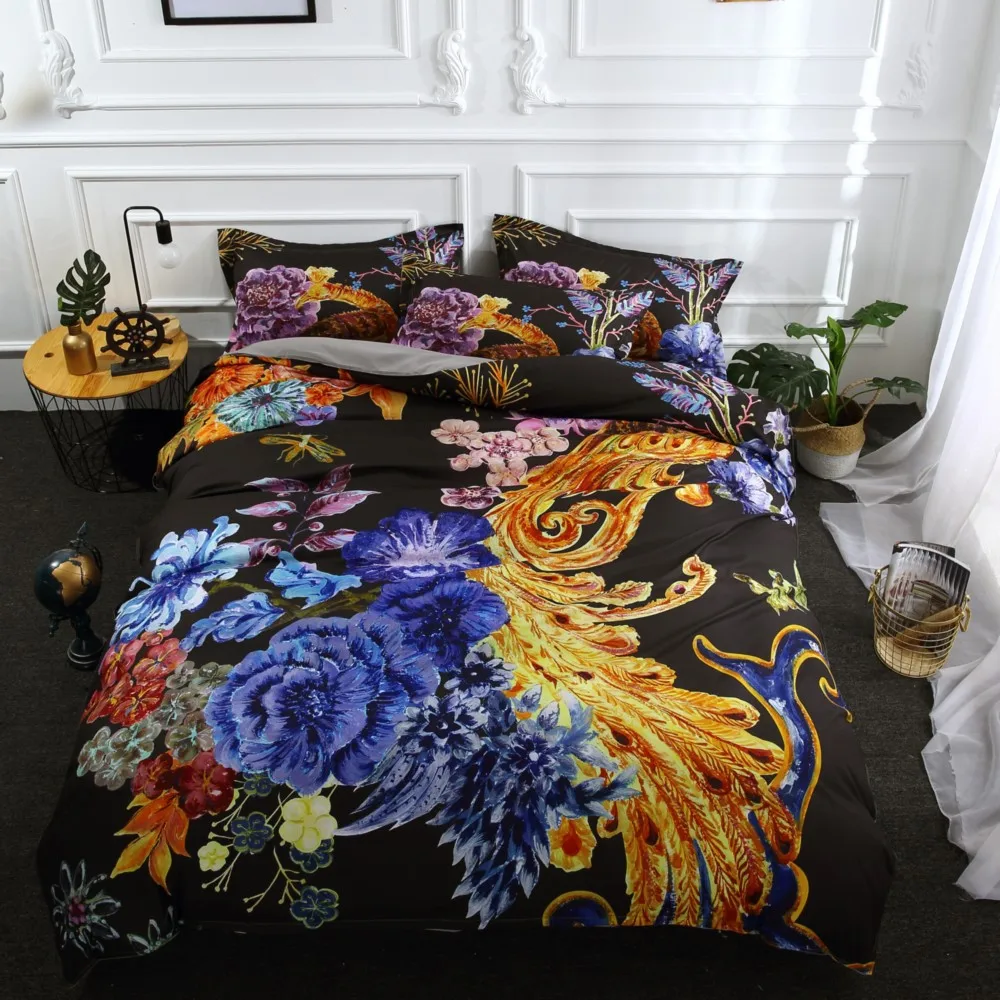 

Drop Shipping 3D Digital Printing Duvet Cover Pillowcases Bohemia Blue Flower Soft Bed Covers 3/4PCS D42 Bohemia Flower