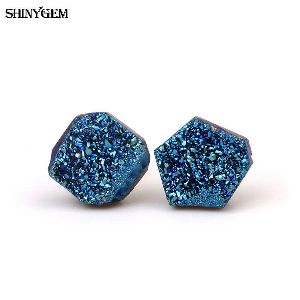 ShinyGem 6-9 мм Необычные Кристальные серьги 925 пробы серебряные серьги-гвоздики маленькие милые натуральные кварцевые серьги друзы для женщин