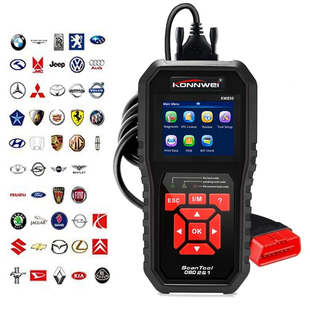 Escáner profesional OBD2 para coche, lector de código KW850, revisión de  motor, herramienta de escaneo de diagnóstico para todos los coches de  protocolo OBDII y CAN desde 1996 - AliExpress