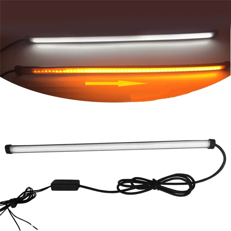 

Motorcycle Car LED Sequential Switchback Flowing Tail Brake Light Turn Signal Lights Strip Tube Universal White Red w/Amber
