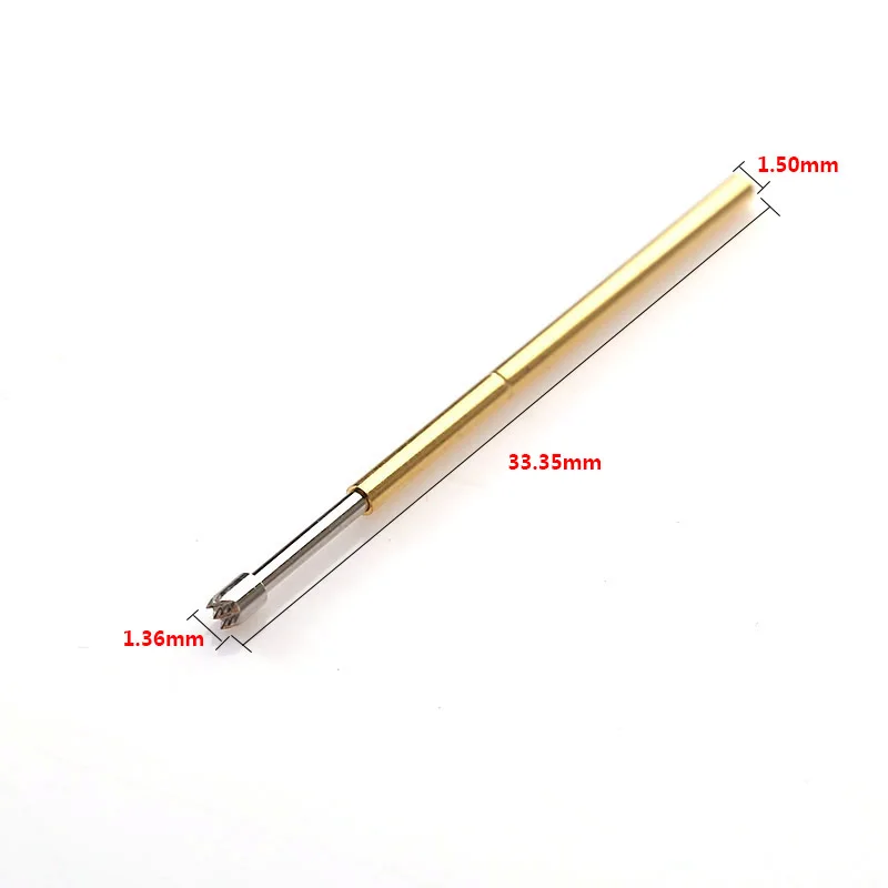 P100-H2 Length 33.35mm Metal Spring Test Probe Sawtooth Tip Spring Probe Tool For Test Voltage Gold Thimble Home Tool