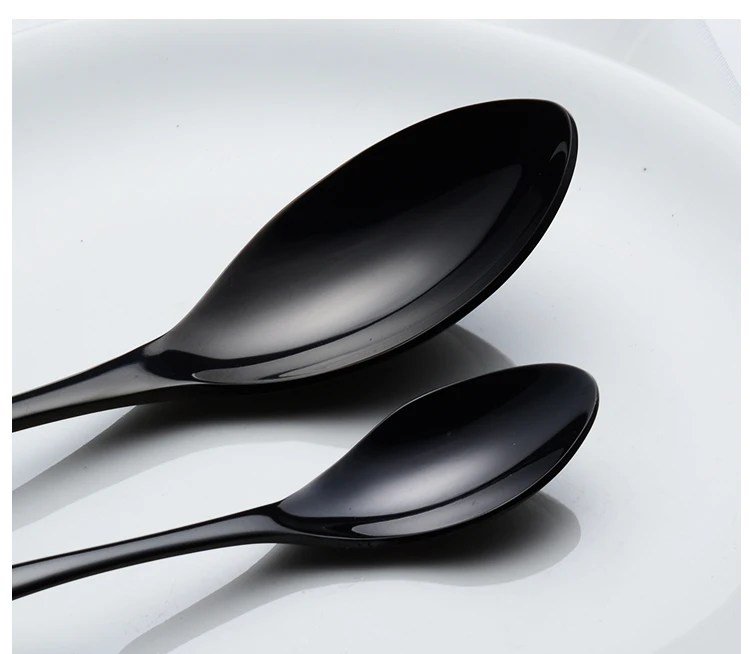 24 штуки блестящая черная посуда набор столовых приборов 18/10 нержавеющая сталь острые столовые ножи вилки черпаки набор посуды