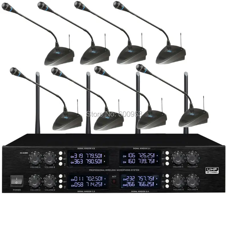 عالية الدرجة 400 قناة uhf للتعديل fequencies مؤتمر ميكروفون لاسلكي ميكروفون نظام 8 desktop 2u 19 \ عالية الدرجة 400 قناة uhf للتعديل fequencies مؤتمر ميكروفون لاسلكي ميكروفون نظام 8 desktop 2u 19 \