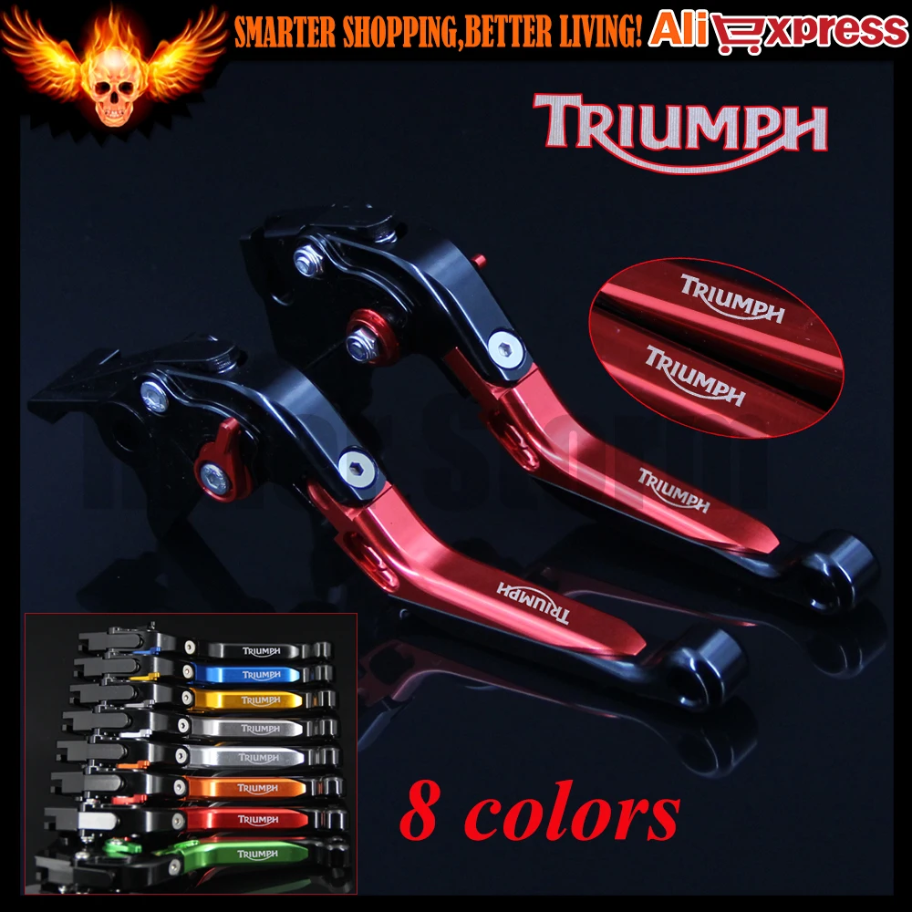 ФОТО Red+Black New CNC Adjustable Folding Extendable Motorcycle Brake Clutch Levers For Triumph SPEED TRIPLE R 2012 2013 2014 2015