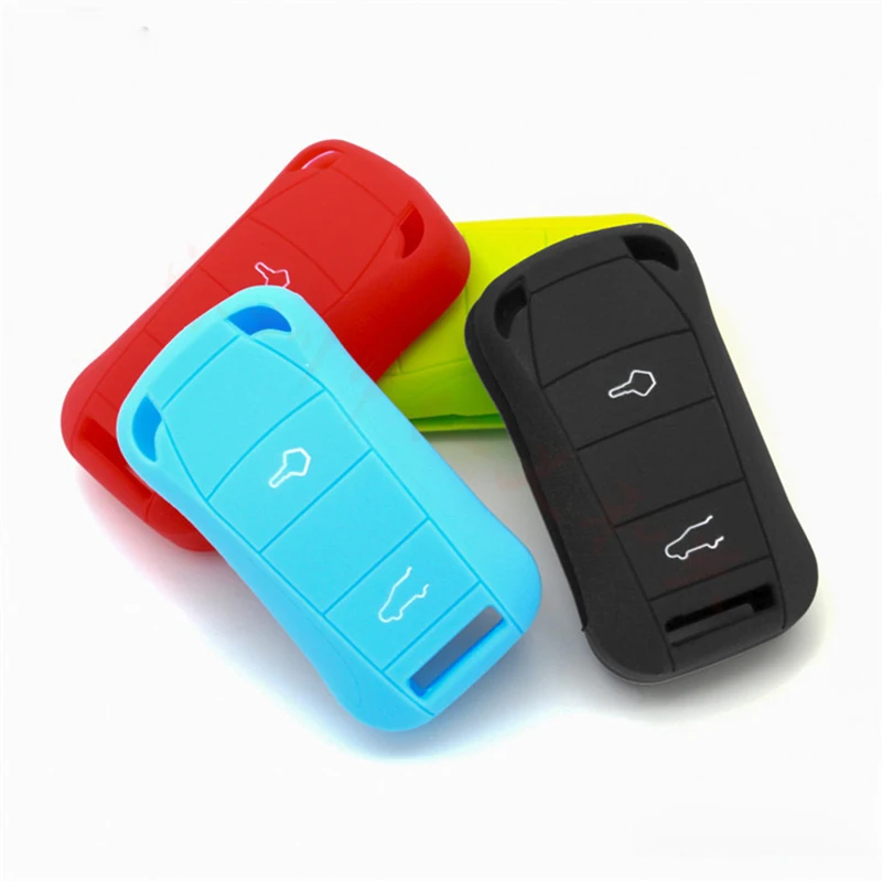

ZAD 2 buttons Silicone rubber car key case cover shell skin fob protector holder for Porsche Cayenne car accessories key set