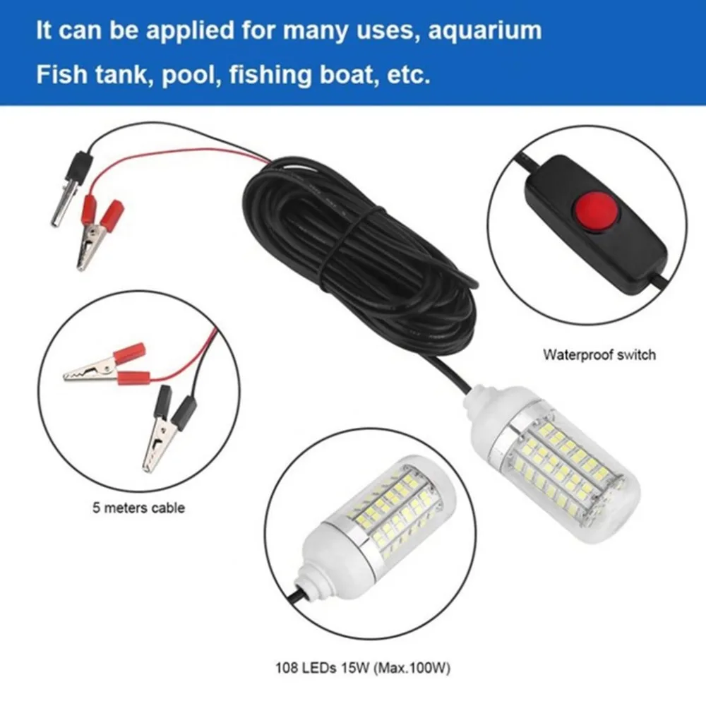 Portátil led luz de pesca profunda gota