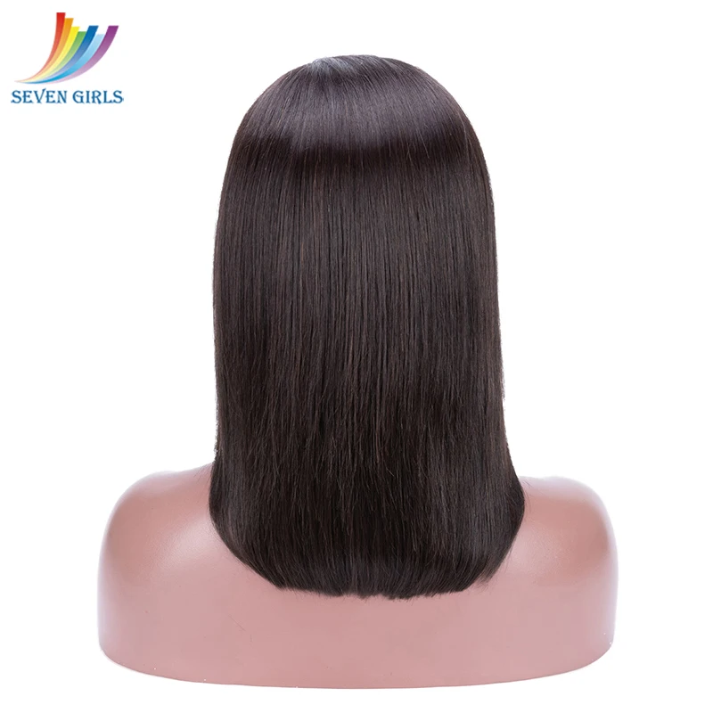 Brazilian Natural Color Straight Remy Hair Short BOB Wig Free/Middle Part Full Lace Human Hair Wigs For Women Free Shipping