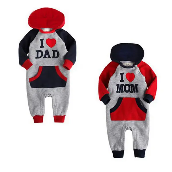 

I Love Mam Dad Baby Kids Girls Boys Thicken Jumpsuit Outfits Set Hoodie Costume Infant Kid Boy Girl Rompers Clothing Child