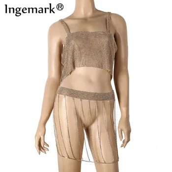 

Ingemark Luxury Shiny Crystal Body Bra Girlfriend Gifts Sexy Slave Rhinestone Panties Chest Chain Nightclub Crazy Body Jewelry