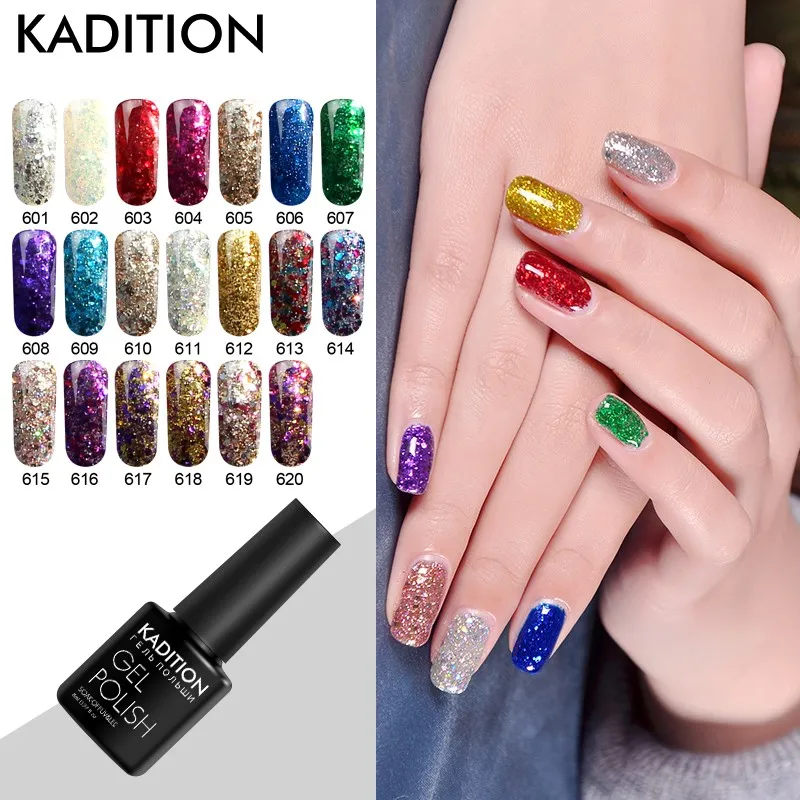 KADITION Diamond Gel Varnish Shining Glitter Lacuqer Nail UV Manicure DIY Vernis Semi Permanent LED Enamel Polish | Красота и