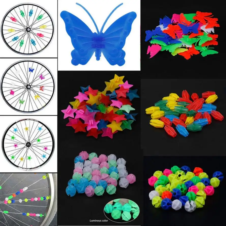 

Bicycle Bike Wheel Plastic Spoke Bead Children Kids Clip Colored Decoration A2