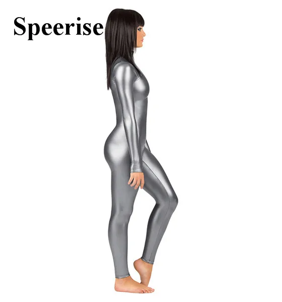 Женский костюм из спандекса Speerise гимнастический с длинными рукавами и блестящим